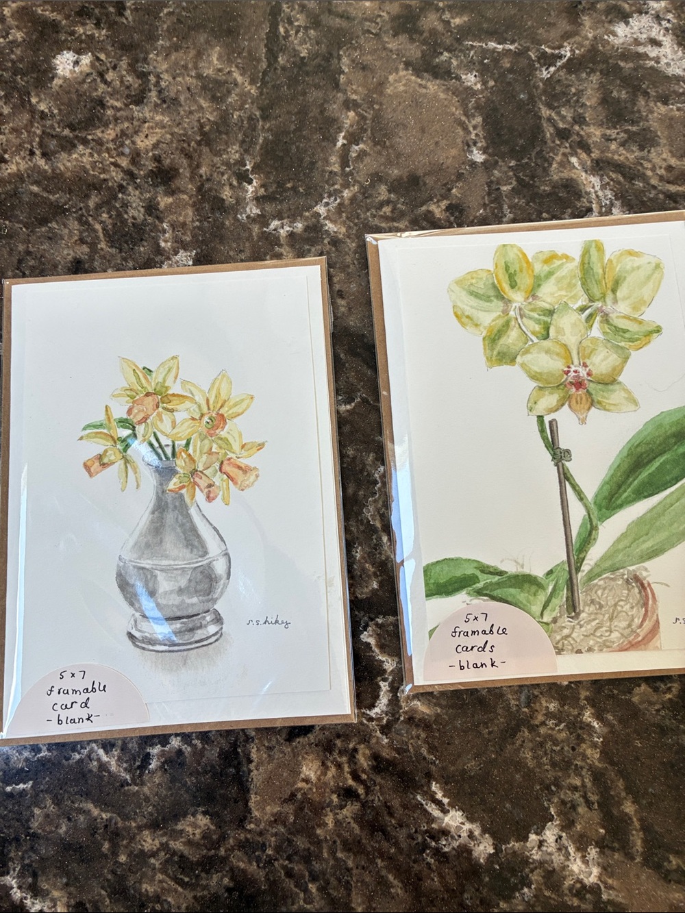 Hand Crafted Yellow & Green Floral Watercolor Cards
